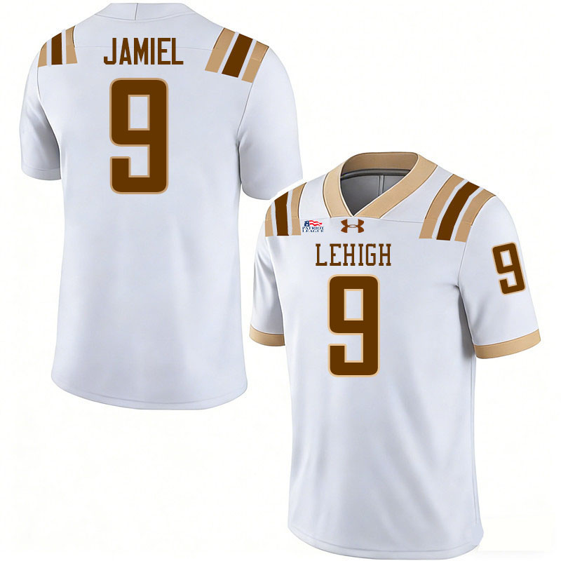Lehigh Mountain Hawks #9 Geoffrey Jamiel College Football Jerseys,Uniforms-White